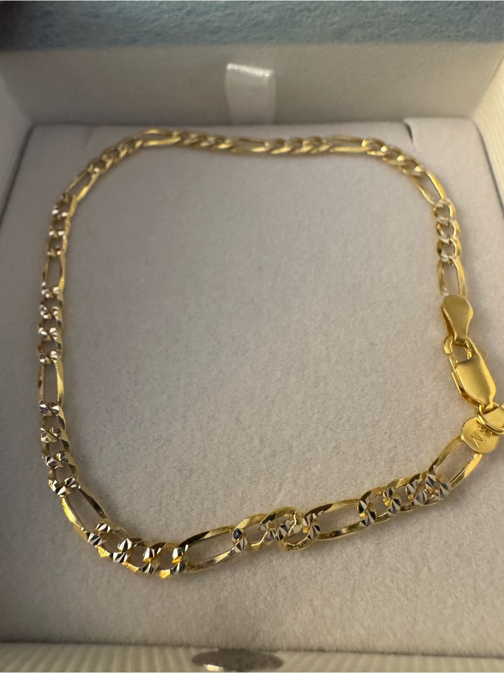 BRAND NEW .925 sterling silver 8” 3.4mm gold figaro chain bracelet men women